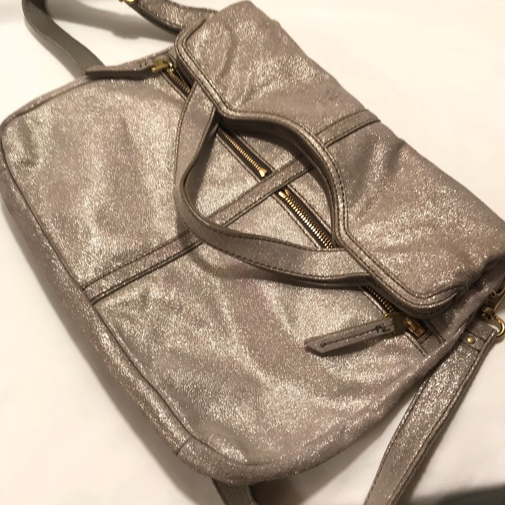 Fossil Erin Metallic Champagne Leather Crossbody - Picture 5 of 7